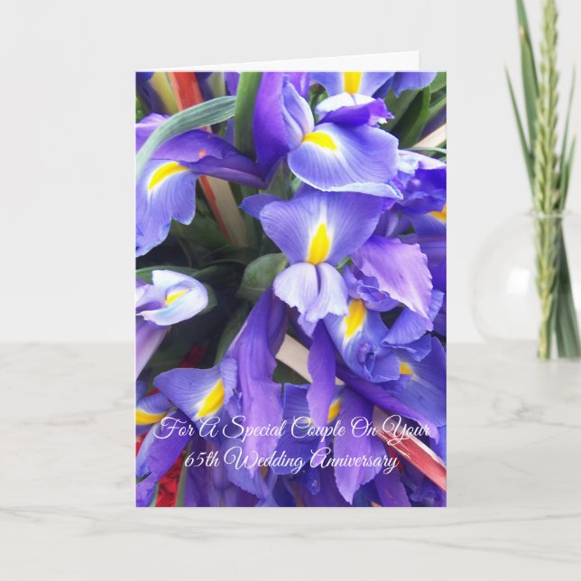 Carte Irises 65e anniversaire de Mariage personnalisé (Devant)