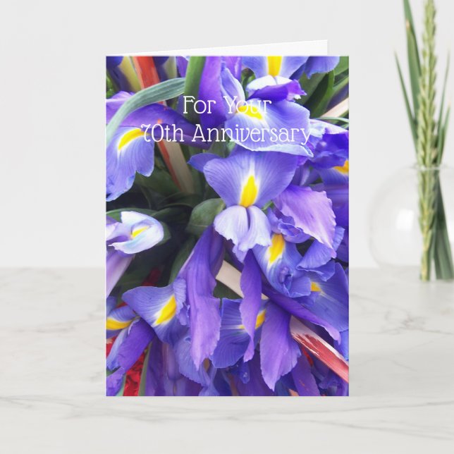 Carte Irises - 70e anniversaire de Mariage personnalisé (Devant)