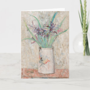 Carte Irises dans un vase de fleurs blanches   Tadeusz M