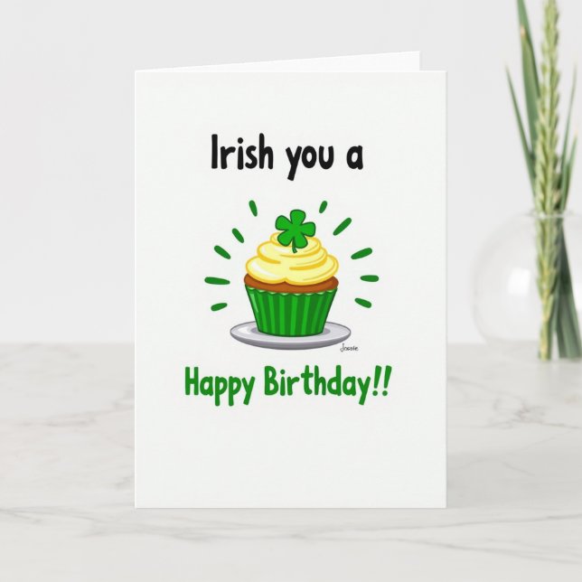 Carte Irish Birthday Cupcake Card (Devant)