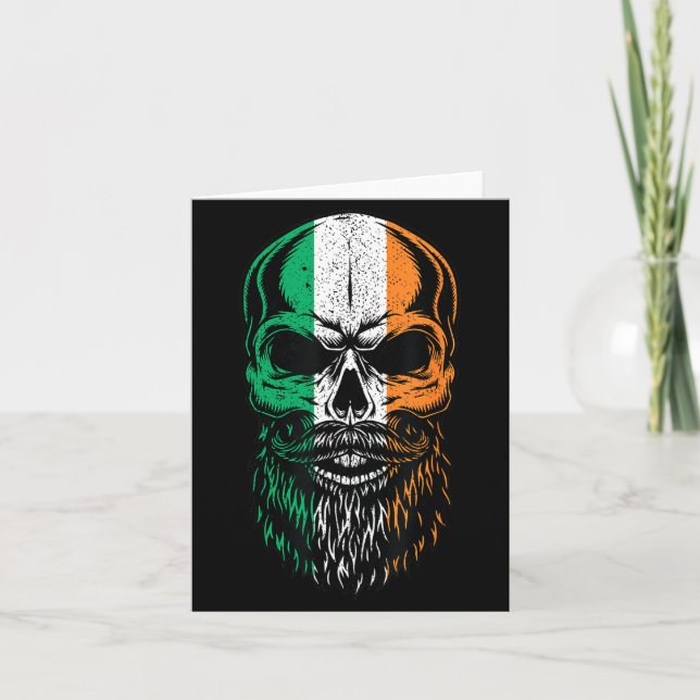 Carte Irish Flag Bearded Skull Head Saint Patrick's Day  (Devant)