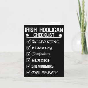 Carte Irish Hooligan Checklist Shenanigan Malarkey St Pa