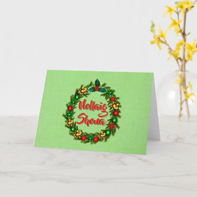 Carte Irish Nollaig Shona Joyeux voeux de Noël (Fleur jaune)