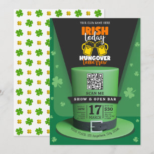 Carte Irish Retro Modern St Patrick’s Day Party Open Bar