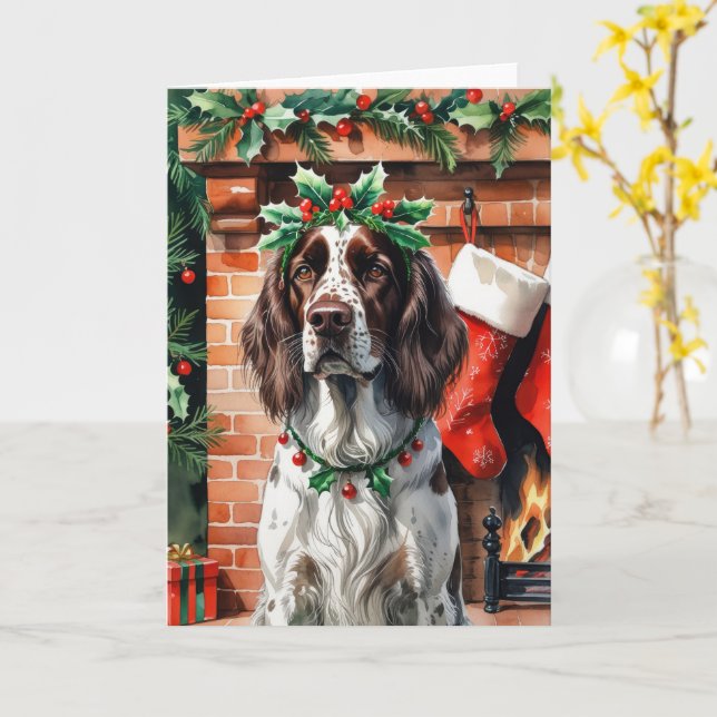 Carte Irish Setter Chig Noël Salutation (Fleur jaune)