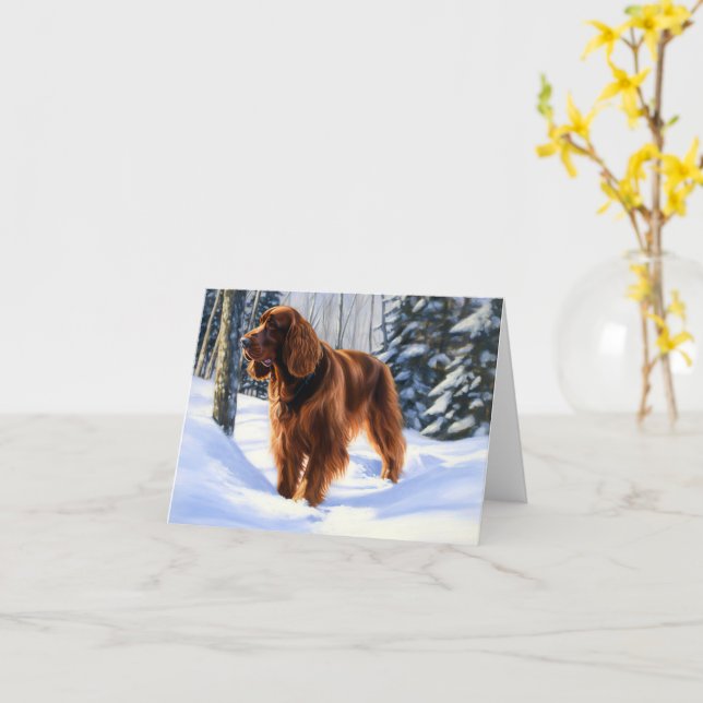 Carte Irish Setter Let It Neige Christmas (Fleur jaune)