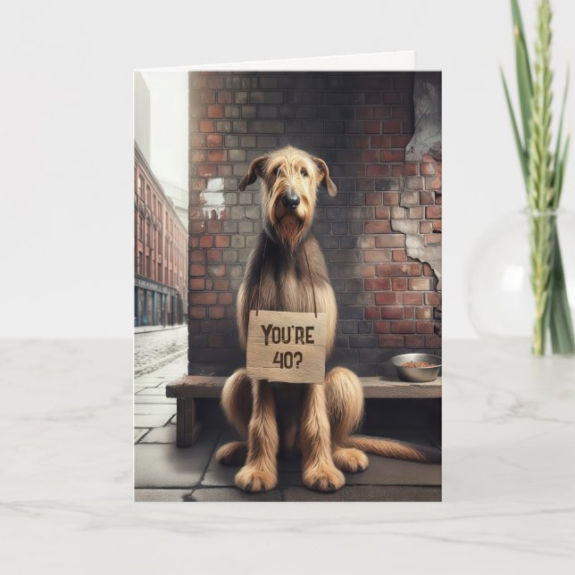 Carte Irish Wolfhound 40e Humour d'anniversaire (Devant)