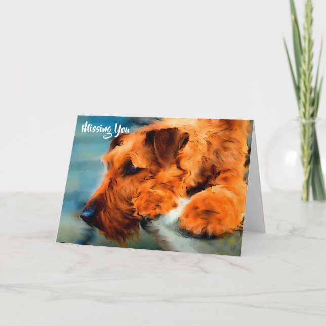 Carte Irlandais Terrier Chien Vous Manquant Blank Inside (Devant)