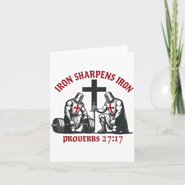 Carte Iron Sharpens Iron Bible Scripture Christian Gym W (Devant)