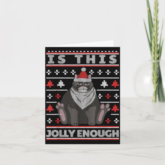Carte Is This Jolly Enough Cat Christmas Bored Cat Chris (Devant)