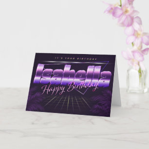 Carte Isabella Nom Prénom lila retro