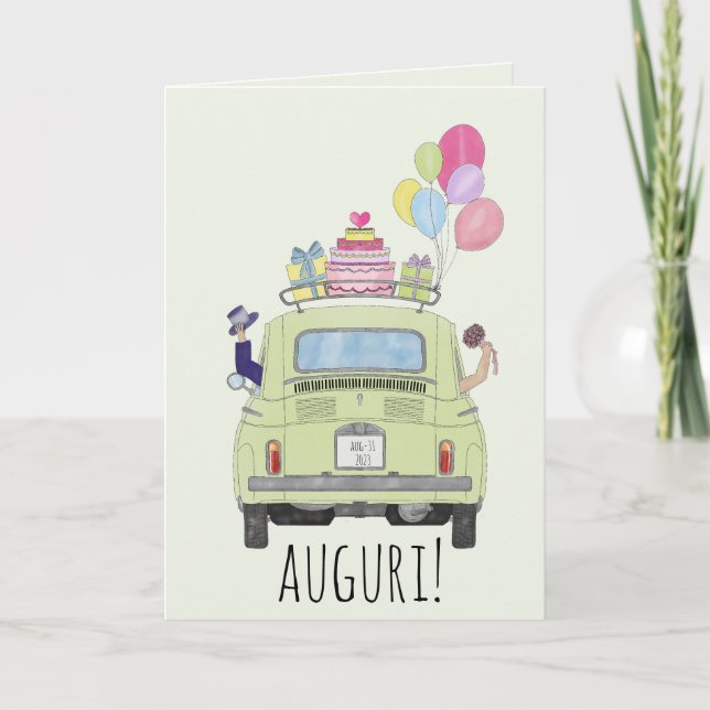Carte Italie Auguri Mariage Jour Fiat 500 (Devant)