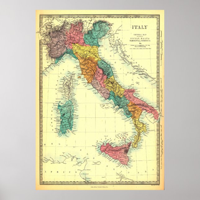 Carte Italie Poster (Devant)