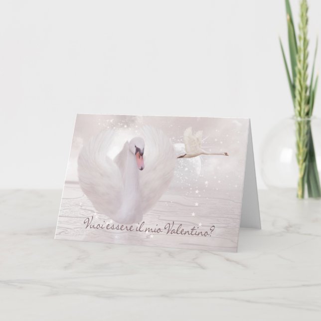 Carte italienne de Saint-Valentin - cygne dans le (Devant)