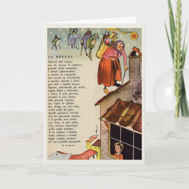 Carte italienne d'épiphanie de Noël de Befana de (Devant)