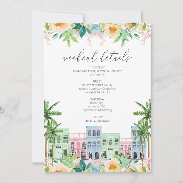 Carte Itinéraire Charleston Bachelorette (Devant)