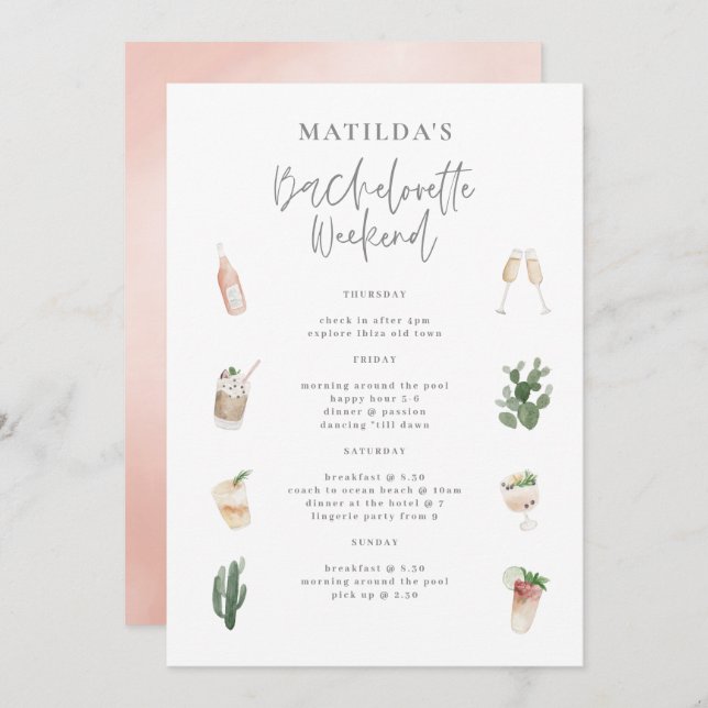 Carte Itinéraire de fin de semaine de bachelorette pour  (Devant / Derrière)
