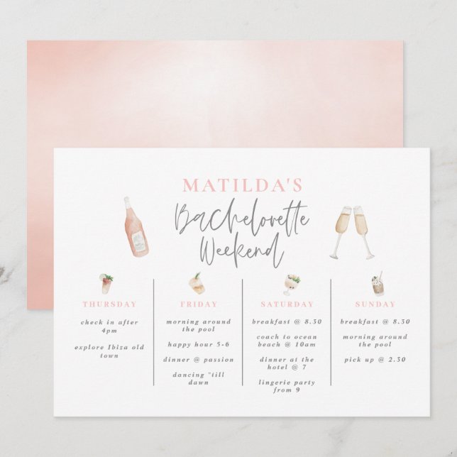Carte Itinéraire de fin de semaine de bachelorette pour  (Devant / Derrière)