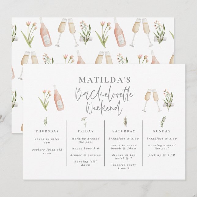 Carte Itinéraire de la bachelorette fleur sauvage d'aqua (Devant / Derrière)