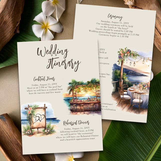 Carte Itinéraire de mariage de Sunset Beach (Weekend Wedding Itinerary from the Sunset Beach Wedding Collection by Darling & May)