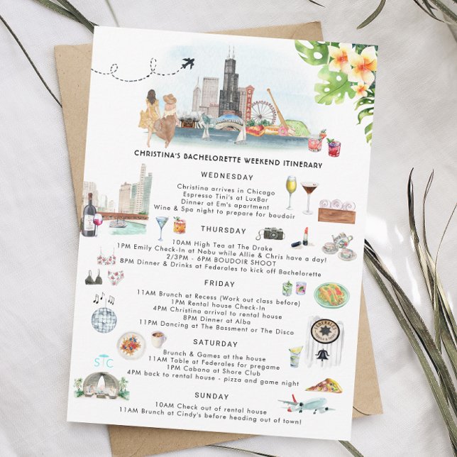 Carte Itinéraire du week-end de bachelorette | Chicago (Créateur téléchargé)