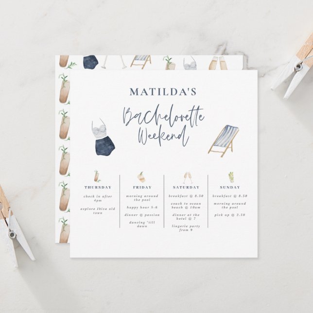 Carte Itinéraire du week-end de bachelorette moderne ble (Devant/Arrière en situation)