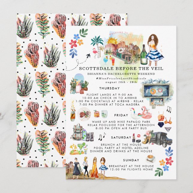 Carte Itinéraire du week-end de bachelorette | Scottsdal (Devant / Derrière)