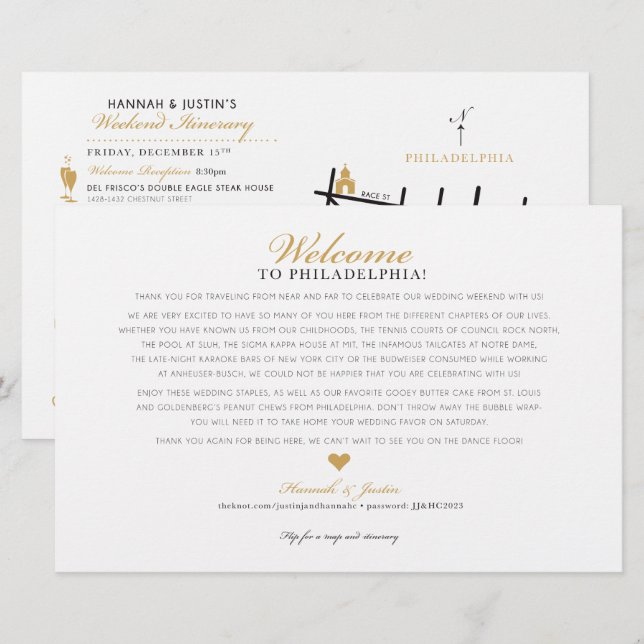 Carte Itinéraire Mariage de bienvenue - CUSTOM Han (Devant / Derrière)