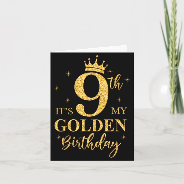 Carte It's My 9th Golden Birthday Girl 9 Year Old Bday K (Devant)