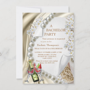 Carte Ivoire, Vert, Bleu, Soie Or & Bachelor Party