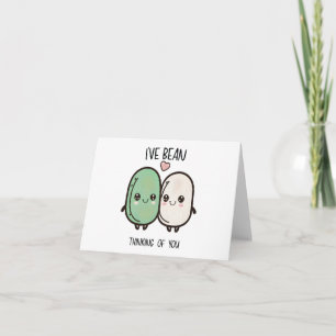Carte "J’ai beau penser à toi" Kawaii Beans