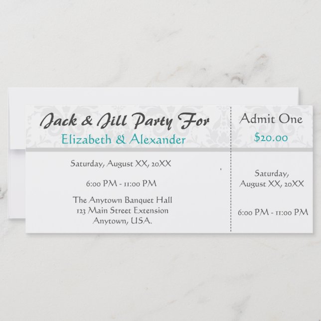 Carte Jack et Jill Shower Ticket Style Party (Devant)
