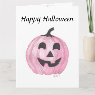 Carte Jack-o'-lantern citrouille rose pour Halloween