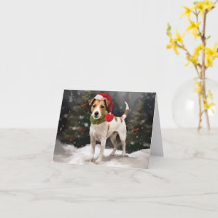 Carte Jack Russell Chien à Noël de neige