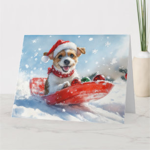 Carte Jack Russell Chien dans la boue Laisser neiger Noë