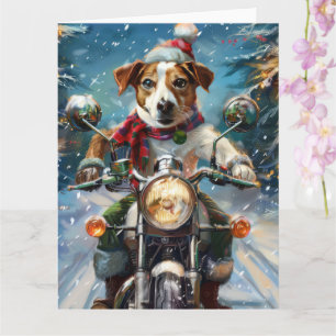 Carte Jack Russell Chien équitation Moto Noël