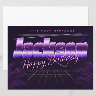 Carte Jackson Prénom lila retro Map Anniversaire