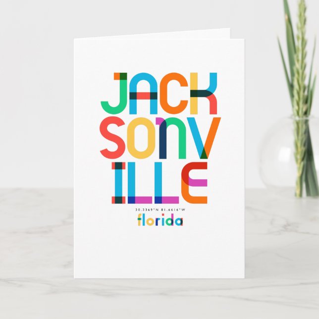 Carte Jacksonville Florida Mid Century, Pop Art, (Devant)