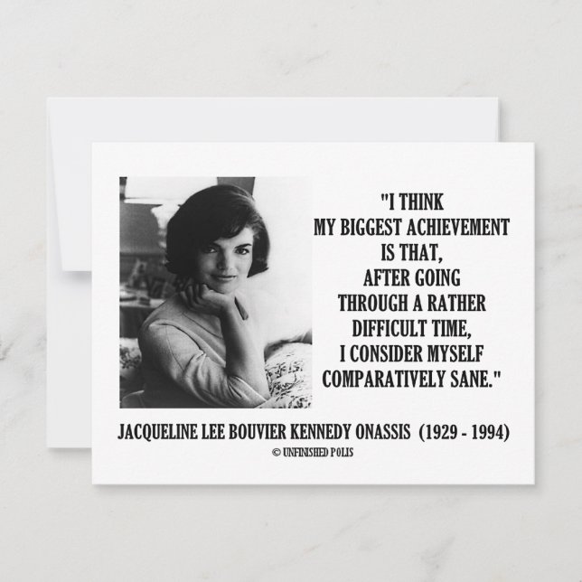 Carte Jacqueline Kennedy Citation Comparativement Sane (Devant)