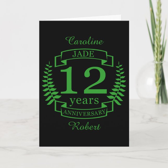 Carte Jade Gemstone mariage anniversaire 12 ans (Devant)