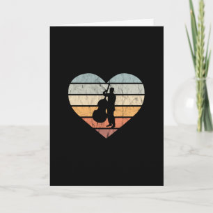 Carte J'adore la contrebasse Rétro cœur