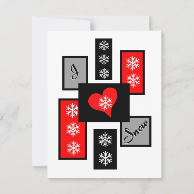 Carte J'adore la neige (Devant)