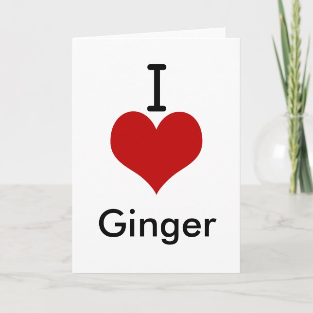 Carte J'adore (♥) le gingembre (Devant)