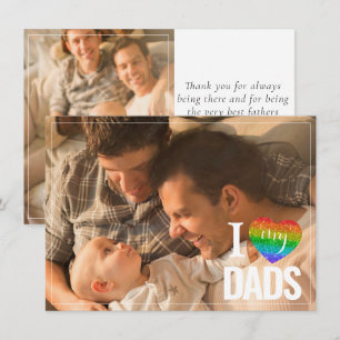Carte J'adore mes papas   Rainbow Heart Fête des pères C