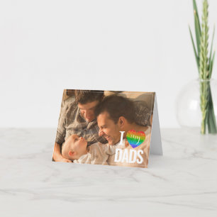 Carte J'adore mes papas   Rainbow Heart Pride Fête des p