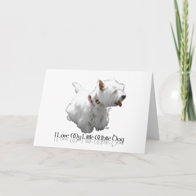 Carte J'adore mon petit chien blanc - Westie (Devant)