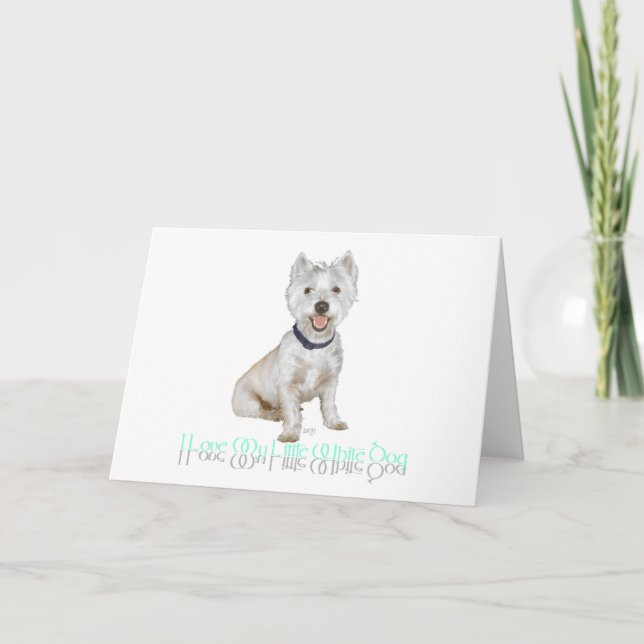 Carte J'adore mon petit chien blanc - Westie (Devant)