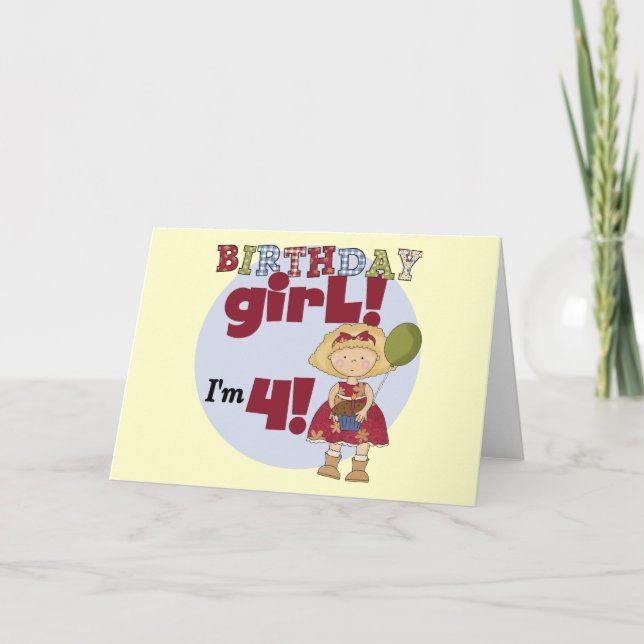 Carte J'ai 4 T-shirts et cadeaux pour filles d'anniversa (Devant)