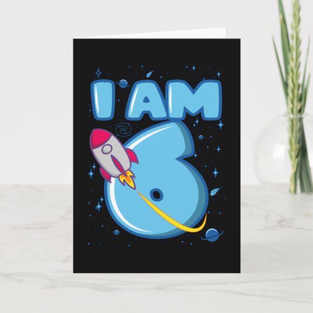Carte J'AI 6 ans 6e anniversaire Boy Space Anniversaire (Devant)