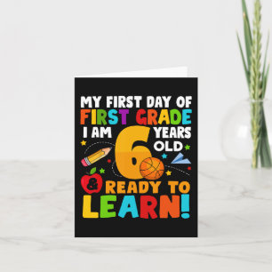Carte J'ai 6 ans prêt à apprendre mon retour à l'école 1